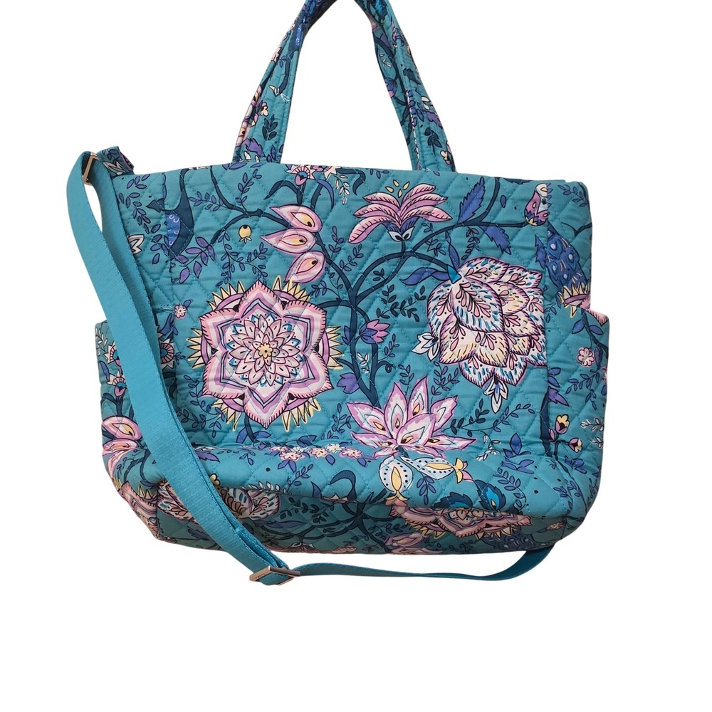 $99 NEW Vera Bradley Peacock Garden Medium Zip Top Tote Quilted Floral Bag